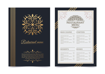 Luxury Menu Layout with Ornamental Elements.