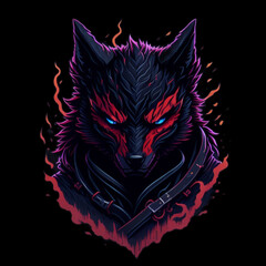 Abstract animal t-shirt print. Black background. Generative AI.