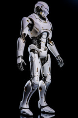 Robot sur fond noir - G&eacute;n&eacute;rative IA