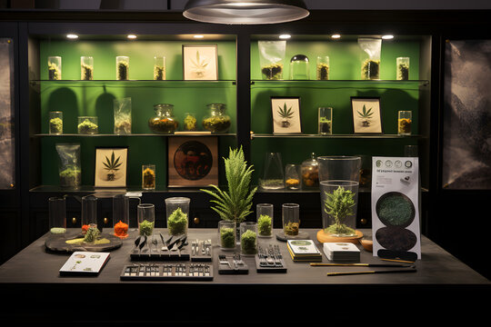 Medical marijuana concept, hemp cannabis natural products
