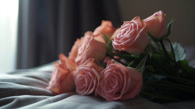bouquet of roses HD 8K wallpaper Stock Photographic Image