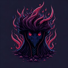 abstract monsters, cosmic terror, demon, black background, shirt print, generated by artificial intelligence.