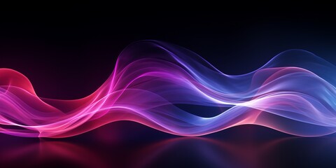 Abstract Music Waves in Pink and Blue Color with Long Exposure Effect, Creative Background with Copy Space, Generative AI