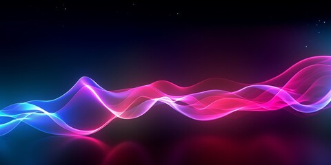 Colorful Music Waves on Black Background with Dark and Light Blue Style, Generative AI