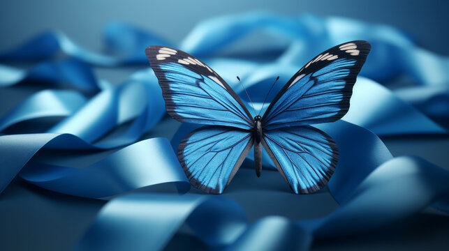 butterfly on blue HD 8K wallpaper Stock Photographic Image