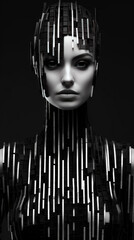 Obraz premium Barcode Beauty: Unconventional Fashion Statement