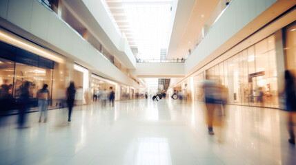 Blurred Background of a Vibrant Shopping Center. Generative AI