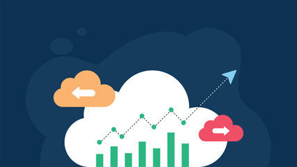 Cloud campaigns with analytics flat illustration graphics
