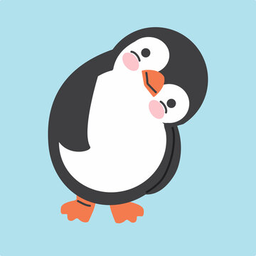 Cute  Penguin standing flat design
