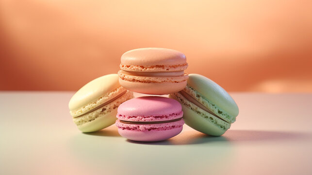 colorful macaroons on a wooden table HD 8K wallpaper Stock Photographic Image