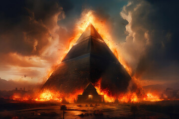 The Enthralling Ruins of a Burning Pyramid. Generative AI