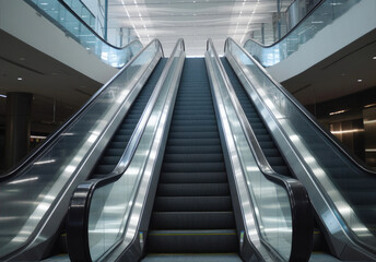 Dynamic Escalators in a Futuristic Shopping Center. Generative AI