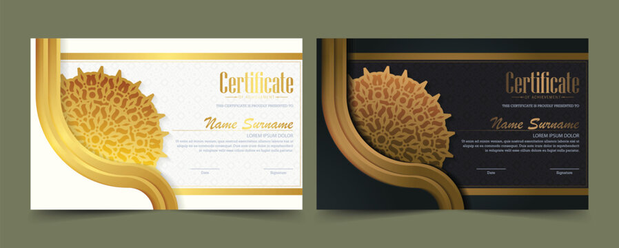 Luxury mandala certificate award diploma