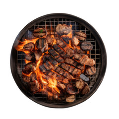 Camping fire pit cooking grate isolated on transparent background. Generative AI