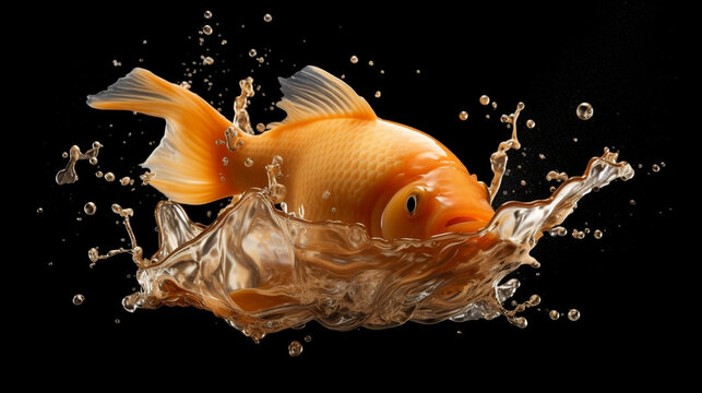 goldfish in aquarium HD 8K wallpaper Stock Photographic Image