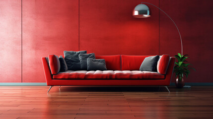 red leather sofa HD 8K wallpaper Stock Photographic Image
