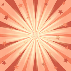 Vintage retro background. Template with sun rays, stars and frame. Vintage circus background. Circus style show banner template.