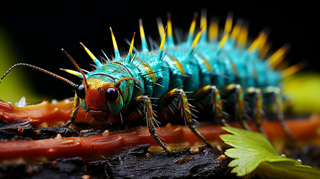 close up of a caterpillar HD 8K wallpaper Stock Photographic Image