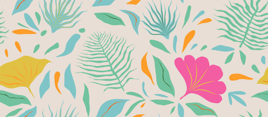 seamless pattern with abstract leaves.