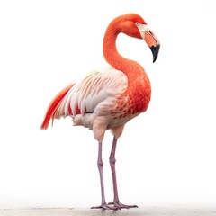 Fototapeta premium American flamingo bird isolated on white. Generative AI