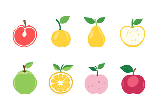 Set of fruits clip art vector illustration isolated on white background