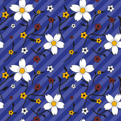 Seamless white jasmine flower with pattern textile design for wallpaper, texture, printing, clothing. Vector.