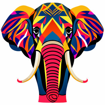 Elephant head with abstract patterns on a white background. Vector illustration