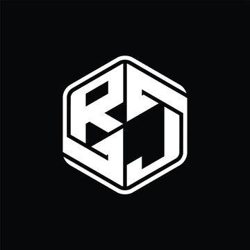 recommend clip art: RJ Logo monogram hexagon shape with ornament abstract isolated outline design template