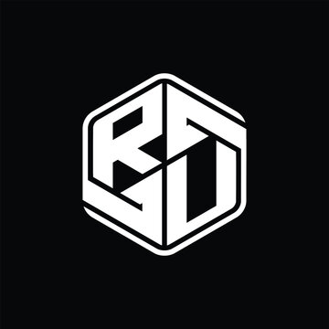 recommend clip art: RU Logo monogram hexagon shape with ornament abstract isolated outline design template
