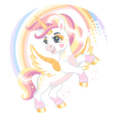 Cute cartoon character happy unicorn vector illustration 13