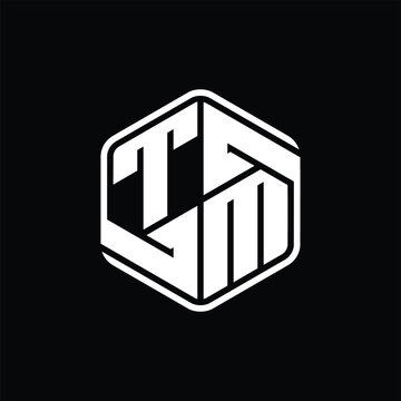 recommend clip art: TM Logo monogram hexagon shape with ornament abstract isolated outline design template