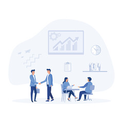 Naklejka premium searching for new ideas solutions, working together in the company, brainstorming, flat vector modern illustration