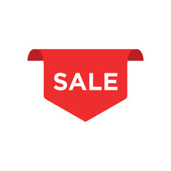 Sale Label ribbon banner and label sticker sale offer and badge tag sale advertising. Discount red ribbons, banners and icons. Cffer discount coupons. Vector illustration.