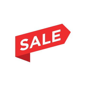 Sale Label ribbon banner and label sticker sale offer and badge tag sale advertising. Discount red ribbons, banners and icons. Cffer discount coupons. Vector illustration.