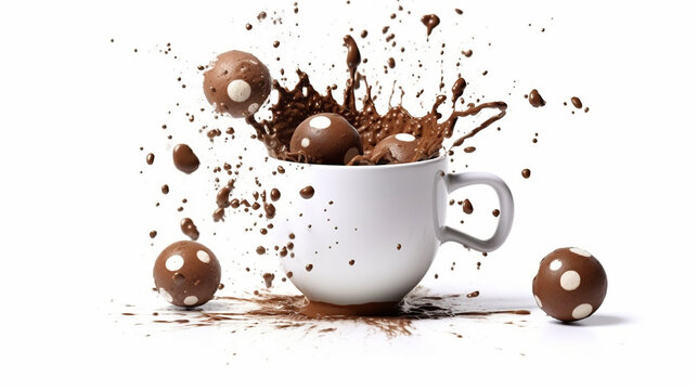 coffee and chocolate HD 8K wallpaper Stock Photographic Image