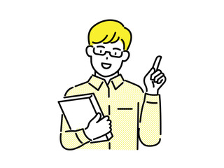 The man explaining. Education, solutions, and problem-solving concepts