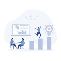 searching for new ideas solutions, working together in the company, flat vector modern illustration