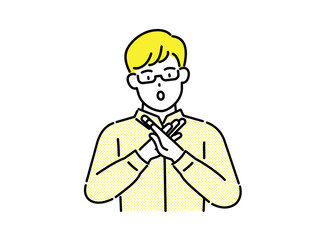 Man Crossed His Arms in X Sign and Saying No, Warning of Finish, Prohibited Access. Telling To Stop