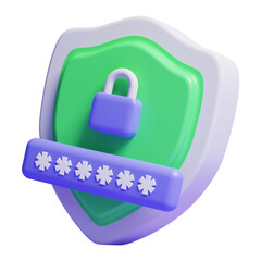 3d shield security concept icon or 3d online security icon or 3d account security icon