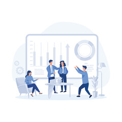 Professional recognition concept, People congratulating colleague with business achievements,  flat vector modern illustration