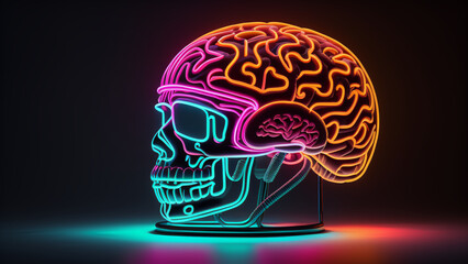 human skull and brain