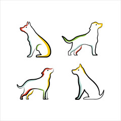 Dog line art logo design. Simple minimal animal logo illustration vector.