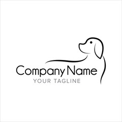 Dog line art logo design. Simple minimal animal logo illustration vector.