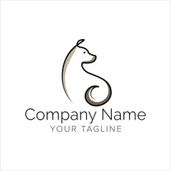 Dog line art logo design. Simple minimal animal logo illustration vector.