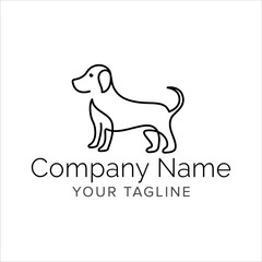 Dog line art logo design. Simple minimal animal logo illustration vector.