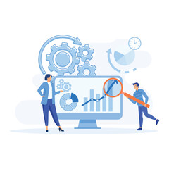 Business concept. Digital marketing and promotion, planning marketing strategy to achieve business goals. flat vector modern illustration