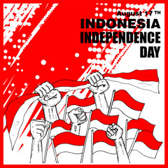 Indonesia independence day, august 17, poster and banner
