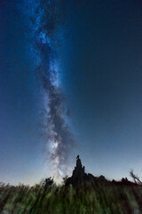 German night sky with milky way around a mountain called Wasserkuppe