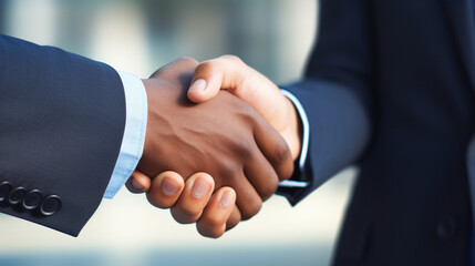 Obraz premium A close-up of a handshake between two business partners, signifying trust and collaboration Generative AI