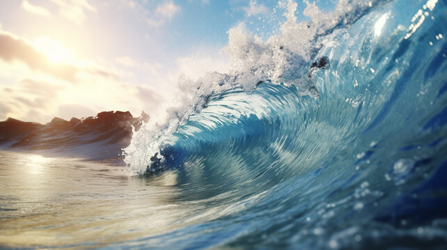 waves on the beach HD 8K wallpaper Stock Photographic Image